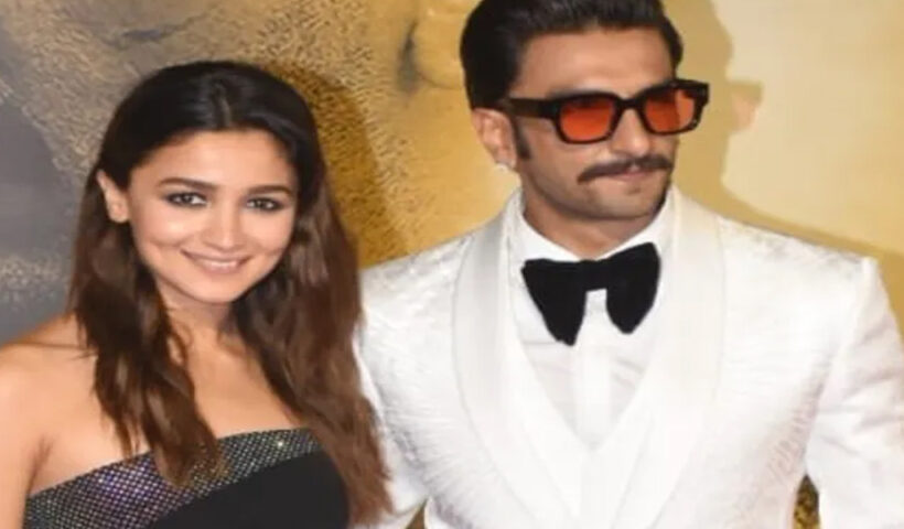 Alia Bhatt looks like a diva in black, Ranveer Singh sports a white angel boy look; See PICS