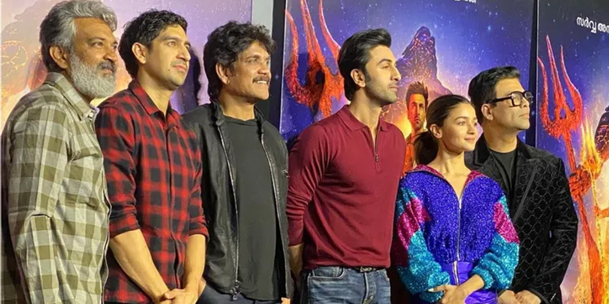 Ranbir Kapoor, Alia Bhatt, Nagarjuna join SS Rajamouli for Brahmastra poster launch in Hyderabad; PICS