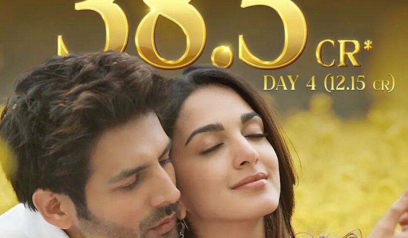 With a 4-day total of 38.5 Cr, the soulful musical romantic pure love story #SatyapremKiKatha has been @kartikaaryan's second-highest opening weekend.