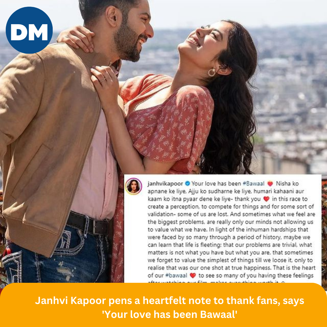 Janhvi Kapoor pens a heartfelt note to thank fans, says 'Your love has been Bawaal'