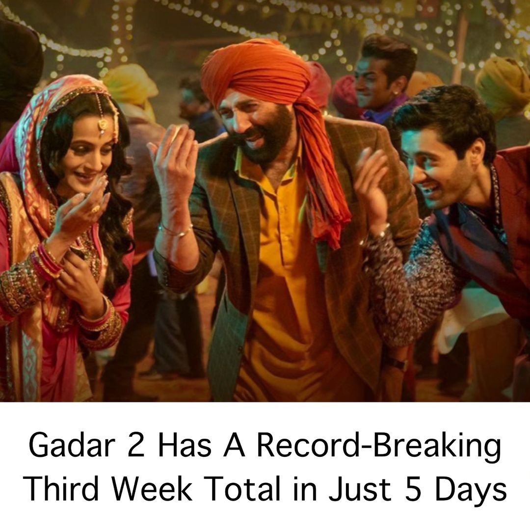 "Gadar 2" breaks Dangal's 3rd-week record in 5 days, starring Sunny Deol, Ameesha Patel.